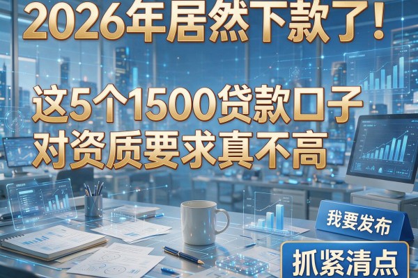 2026年居然下款了！这5个1500贷款口子对资质要求真不高，抓紧清点