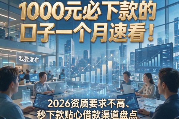 1000元必下款的口子一个月速看!2026资质要求不高、秒下款贴心借款渠道盘点
