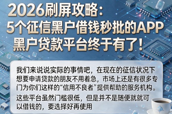 2026刷屏攻略:5个征信黑户借钱秒批的APP,黑户贷款平台终于有了!