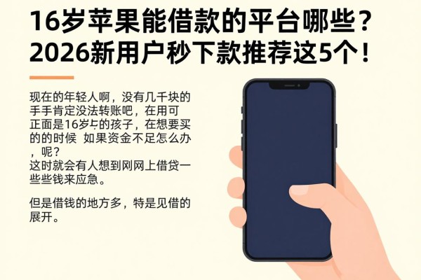 16岁苹果能借款的平台有哪些?2026新用户秒下款推荐这5个!