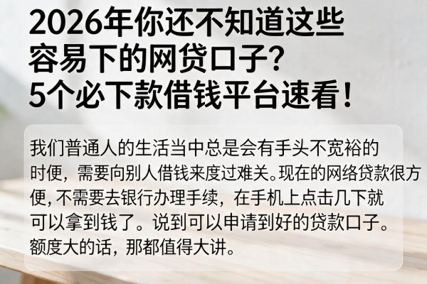 2026年你还不知道这些容易下的网贷口子？5个必下款借钱平台速看！