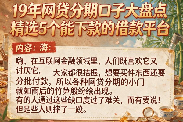 19年网贷分期口子大盘点，精选5个能下款的借款平台