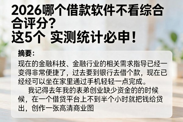 2026哪个借款软件不看综合评分?这5个实测统计必申!