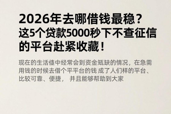 2026年去哪借钱最稳?这5个贷款5000秒下不查征信的平台赶紧收藏!