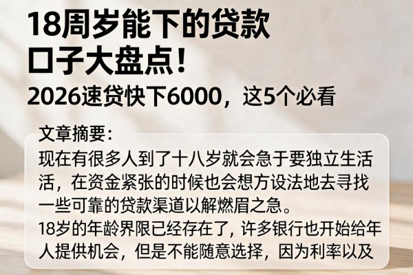 18周岁能下的贷款口子大盘点！2026速贷快下6000，这5个必看