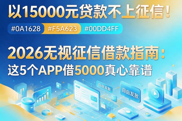 15000元贷款不上征信！2026无视征信借款指南：这5个APP借5000真心靠谱