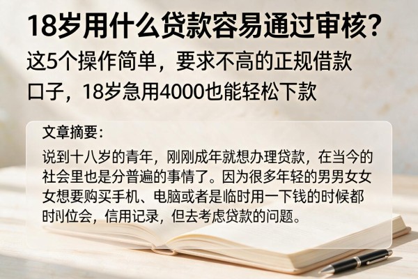 18岁用什么贷款容易通过审核?这5个操作简单、要求不高的正规借款口子,18岁急用4000也能轻松下款
