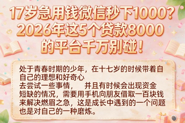 17岁急用钱微信秒下1000?2026年这5个贷款8000的平台千万别碰!