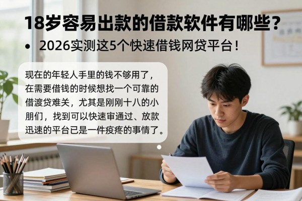 18岁容易出款的借款软件有哪些？2026实测这5个快速借钱网贷平台！