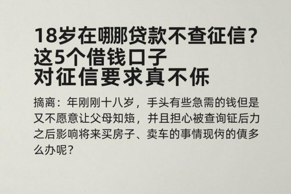 18岁在哪贷款不查征信？这5个借钱口子对征信要求真心不高