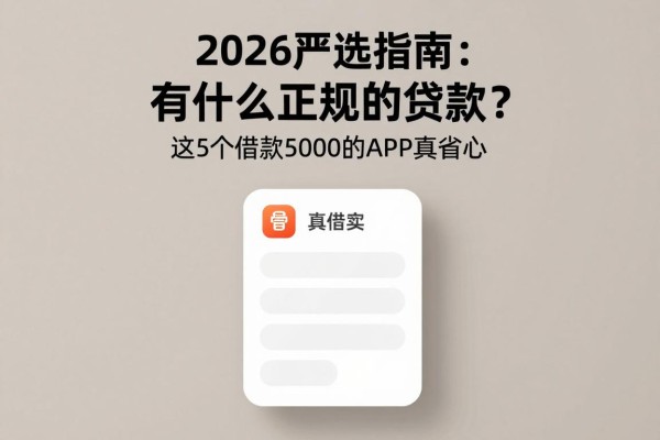 2026严选指南：有什么正规的贷款？这5个借款5000的APP真省心