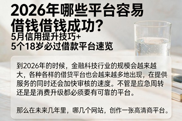 2026年哪些平台容易借钱成功?5月信用提升技巧+5个18岁必过借款平台速览