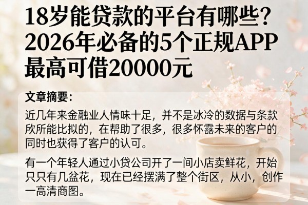 18岁能贷款的平台有哪些？2026年必备的5个正规APP，最高可借20000元