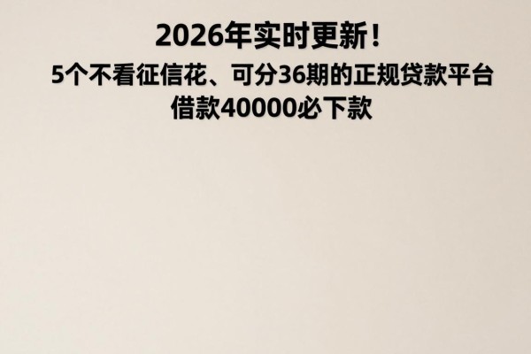 2026年实时更新！5个不看征信花、可分36期的正规贷款平台，借款40000必下款