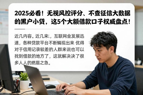 2025必看！无视风控评分、不查征信大数据的黑户小贷，这5个大额借款口子权威盘点！