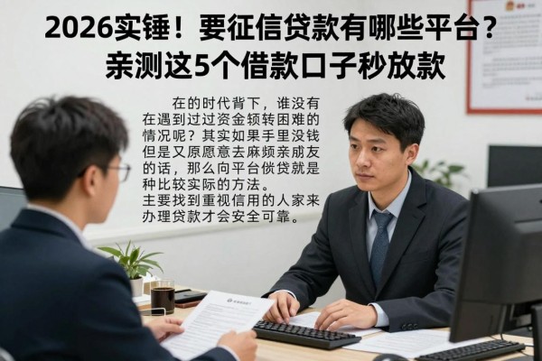 2026实锤！要征信贷款有哪些平台？亲测这5个借款口子秒放款