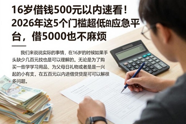 16岁借钱500元以内速看！2026年这5个门槛超低的应急平台，借5000也不麻烦