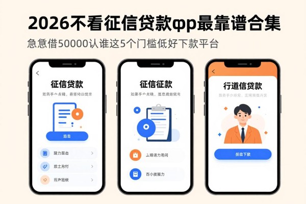 2026不看征信的贷款app最靠谱合集！急需借50000就认准这5个门槛低好下款平台