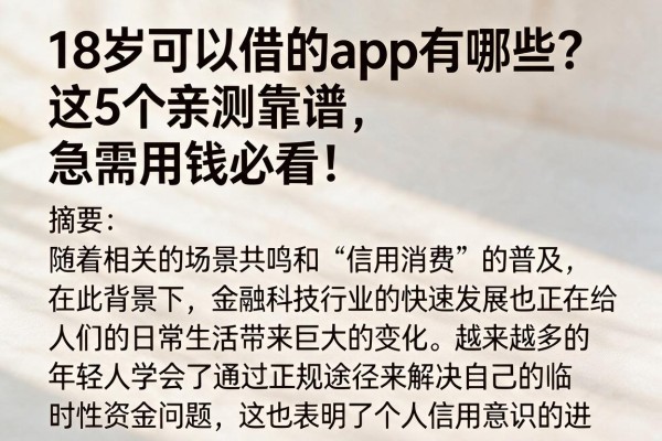 18岁可以借的app有哪些？这5个亲测靠谱，急需用钱必看！