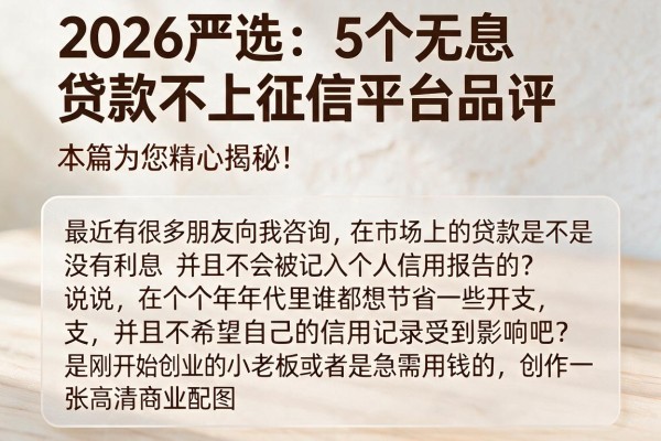 2026严选:5个无息贷款不上征信平台品评,本篇为您精心揭秘!