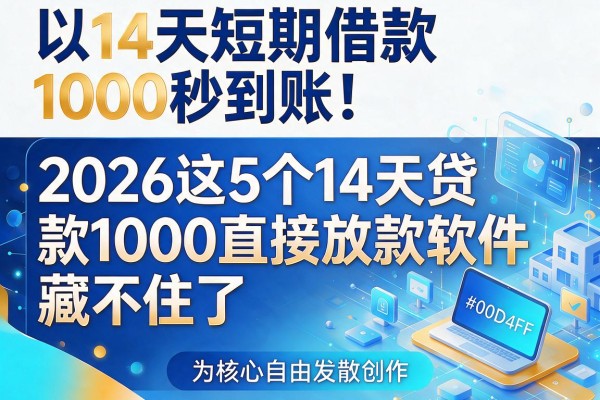 14天短期借款1000秒到账！2026这5个14天贷款1000直接放款软件藏不住了