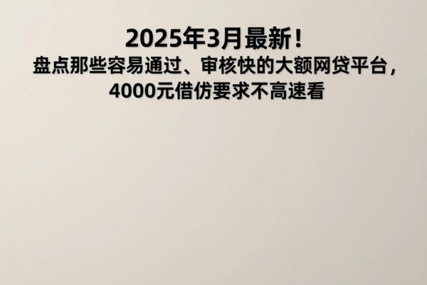 2025年3月最新！盘点那些容易通过、审核快的大额网贷平台，4000元借款要求不高速看