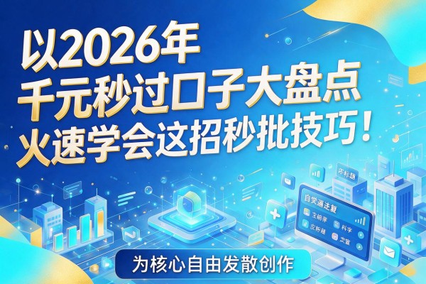 2026年千元秒过口子大盘点,火速学会这招秒批技巧!