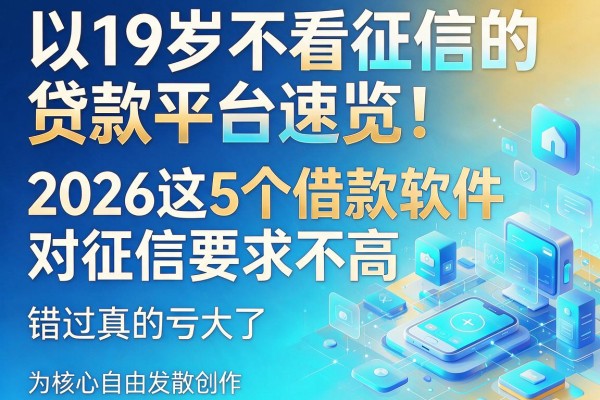 19岁不看征信的贷款平台速览!2026这5个借款软件对征信要求不高,错过真的亏大了