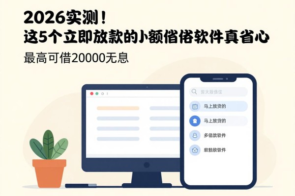 2026实测！这5个立即放款的小额借款软件真省心，最高可借20000无息
