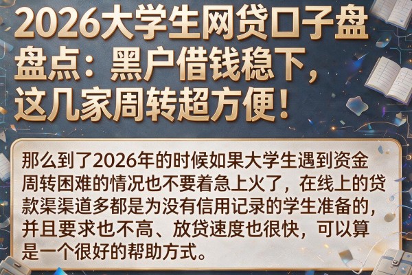 2026大学生网贷口子盘点：黑户借钱稳下，这几家周转超方便！