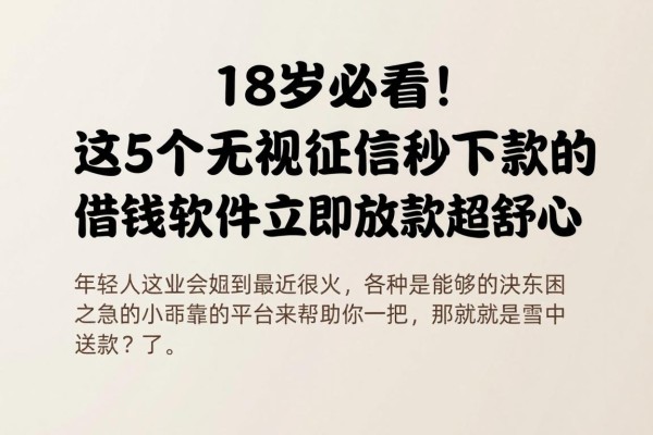 18岁必看！这5个无视征信秒下款的借钱软件，立马放款超舒心