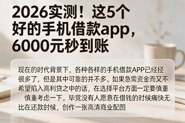 2026实测！这5个好的手机借款app，6000元秒到账