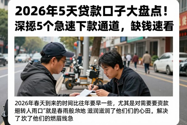 2026年5天贷款口子大盘点！深挖5个急速下款通道，缺钱速看