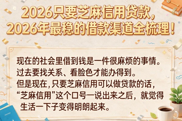 2026只要芝麻信用贷款，2026年最稳的借款渠道全梳理！