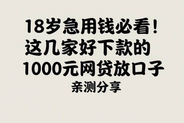 18岁急用钱必看！这几家好下款的1000元网贷私放口子亲测分享