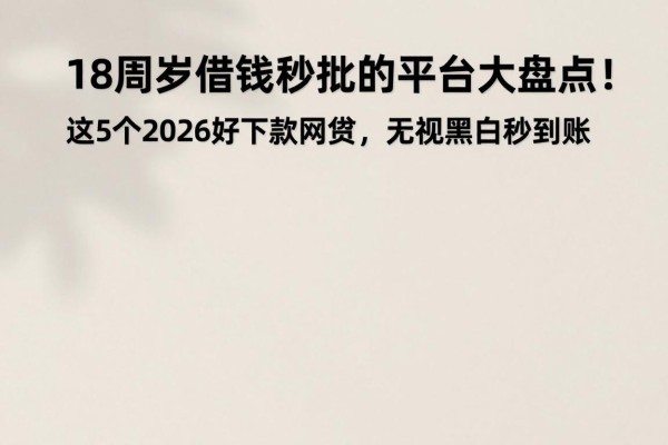 18周岁借钱秒批的平台大盘点！这5个2026好下款网贷，无视黑白秒到账