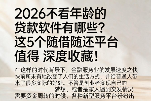 2026不看年龄的贷款软件有哪些?这5个随借随还平台值得深度收藏!