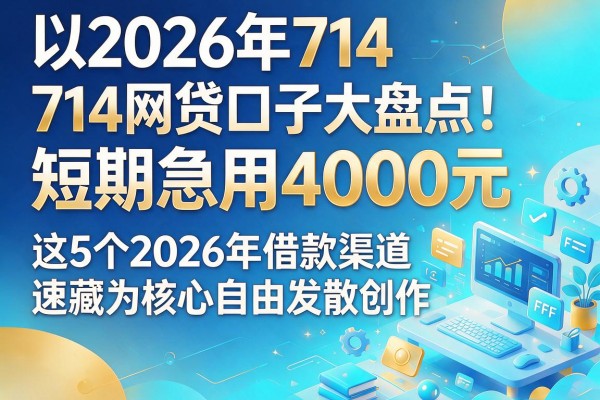 2026年714网贷口子大盘点!短期急用4000元,这5个2026年借款渠道速藏