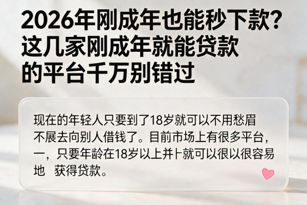 2026年刚成年也能秒下款？这几家刚成年就能贷款的平台千万别错过