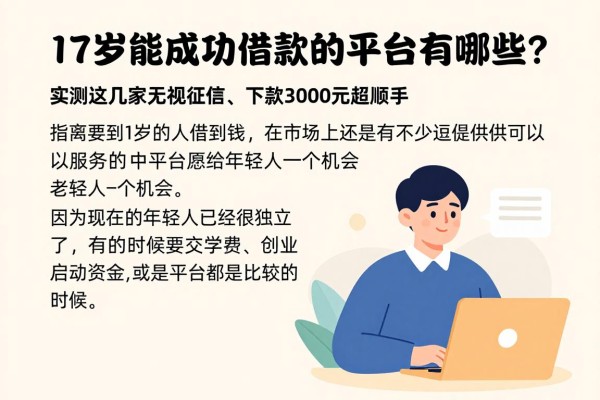 17岁能成功借款的平台有哪些?实测这几家无视征信、下款3000元超顺手