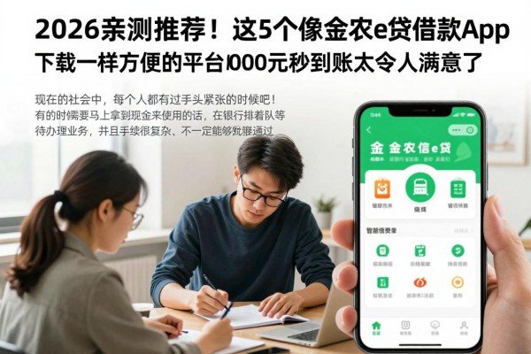2026亲测推荐！这5个像金农信e贷借款app下载一样方便的平台，1000元秒到账太令人满意了