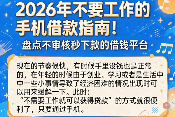 2026年不要工作的手机借款指南！盘点不审核秒下款的借钱平台