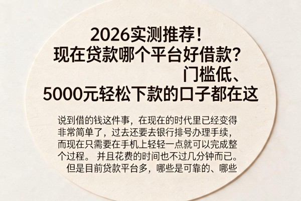 2026实测推荐！现在贷款哪个平台好借款？门槛低、5000元轻松下款的口子都在这