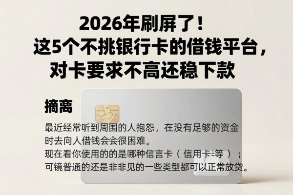 2026年刷屏了！这5个不挑银行卡的借钱平台，对卡要求不高还稳下款