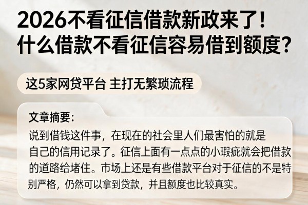 2026不看征信借款新政来了!什么借款不看征信容易借到额度?这5家网贷平台主打无繁琐流程