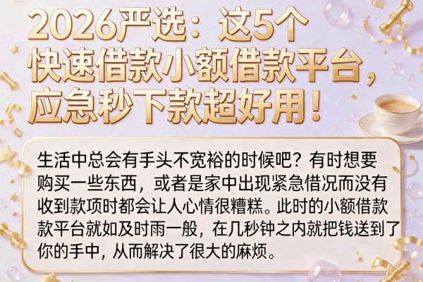 2026严选:这5个快速借款小额借款平台,应急秒下款超好用!
