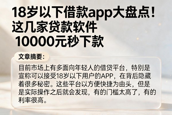 18岁以下借款app大盘点!这几家贷款软件号称1000元秒下款