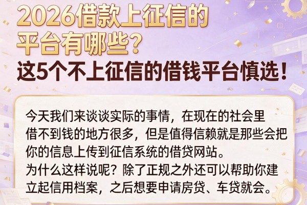 2026借款上征信的平台有哪些？这5个不上征信的借钱平台慎选！