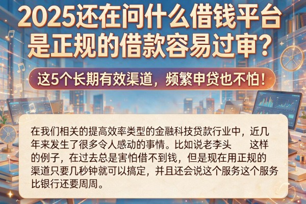 2025还在问什么借钱平台是正规的借款容易过审?这5个长期有效渠道,频繁申贷也不怕!