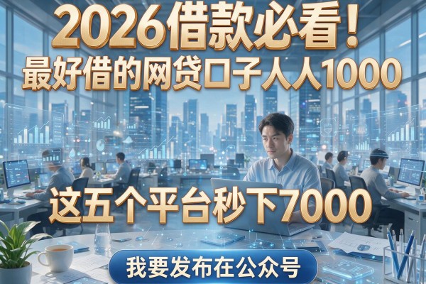 2026借款必看！最好借的网贷口子人人1000，这五个平台秒下7000